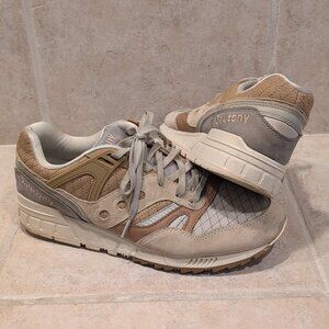 Saucony Grid SD Quilted Fashion Running Shoes Sz 13 US Sneakers Tan Grey Suede